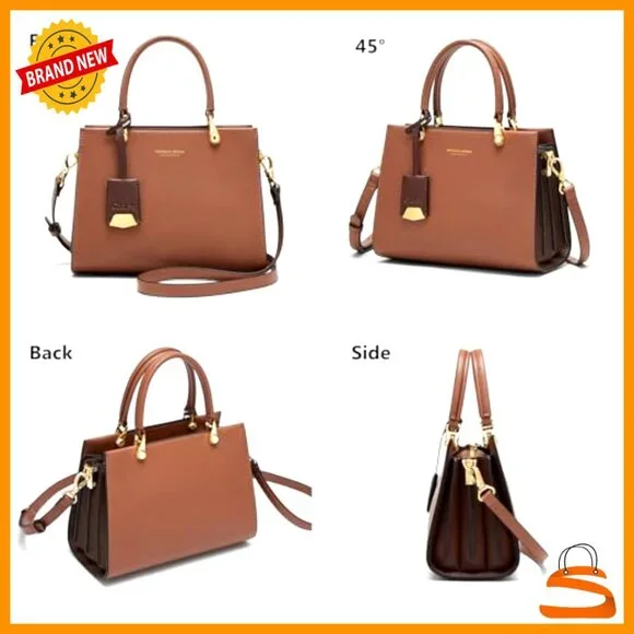 Large Genuine Leather Tote Bag with Adjustable Strap, Zipper Closure